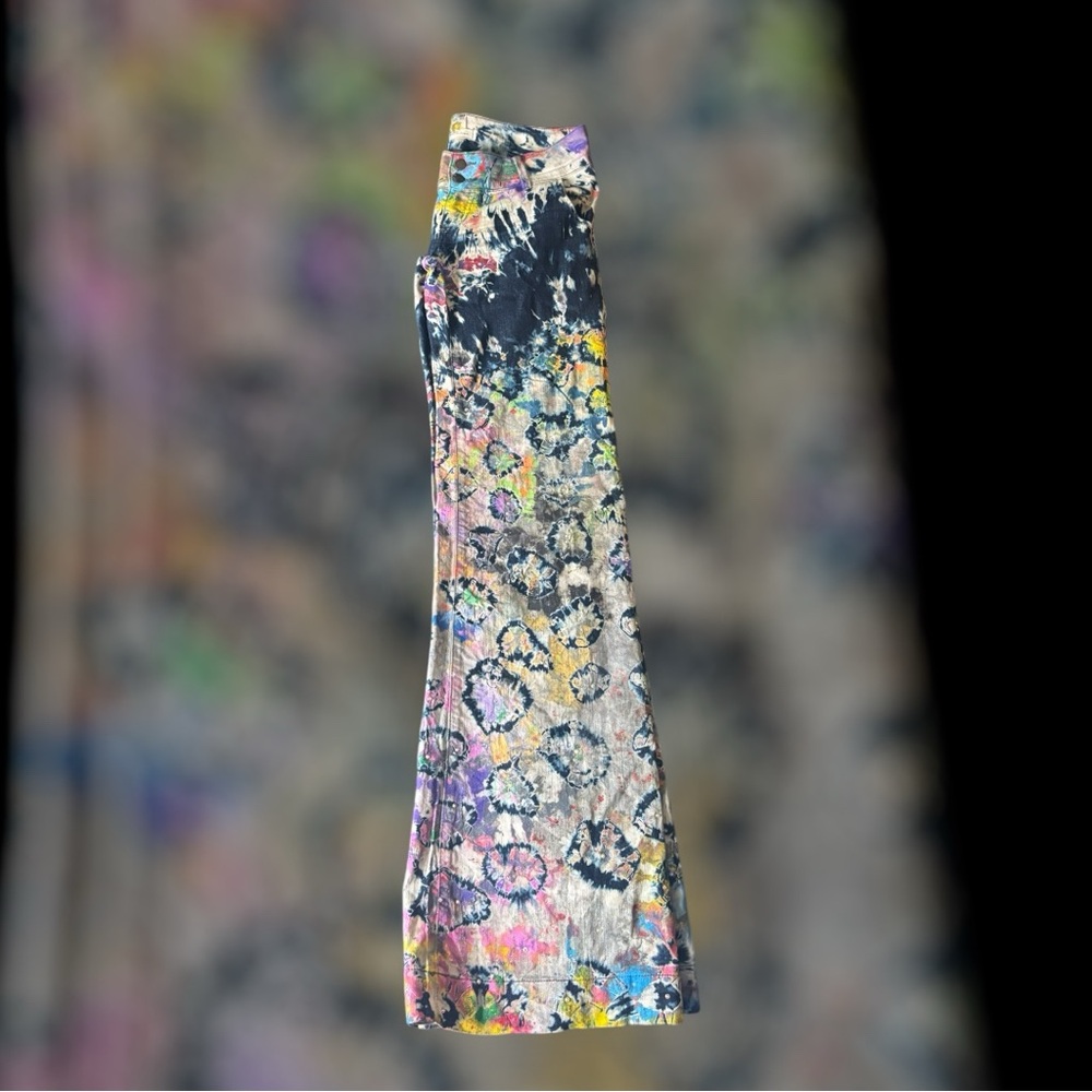Custom rhinestone flare jeans